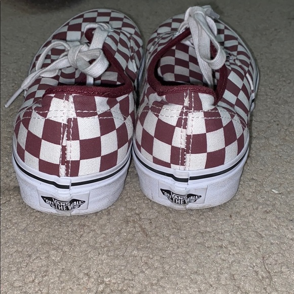 maroon and white checkered vans